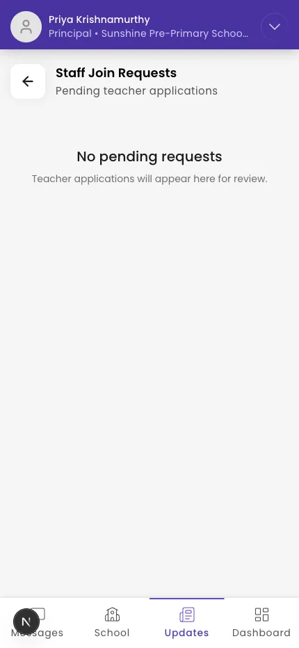 The Staff Join Requests list with Approve and Reject actions