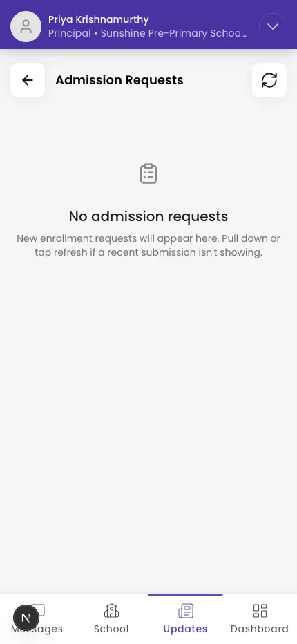 An admission request with the Approve / Hold / Reject options